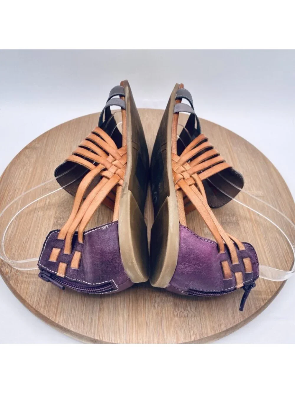 Bed|Stu ROAN Sandals Womens 8 38 Multicolor Leather Clarise Gladiator Flats Peep